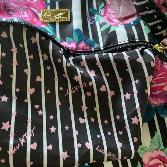 Betsey Johnson Pink and Black Floral Tote Bag - Picture 8 of 15